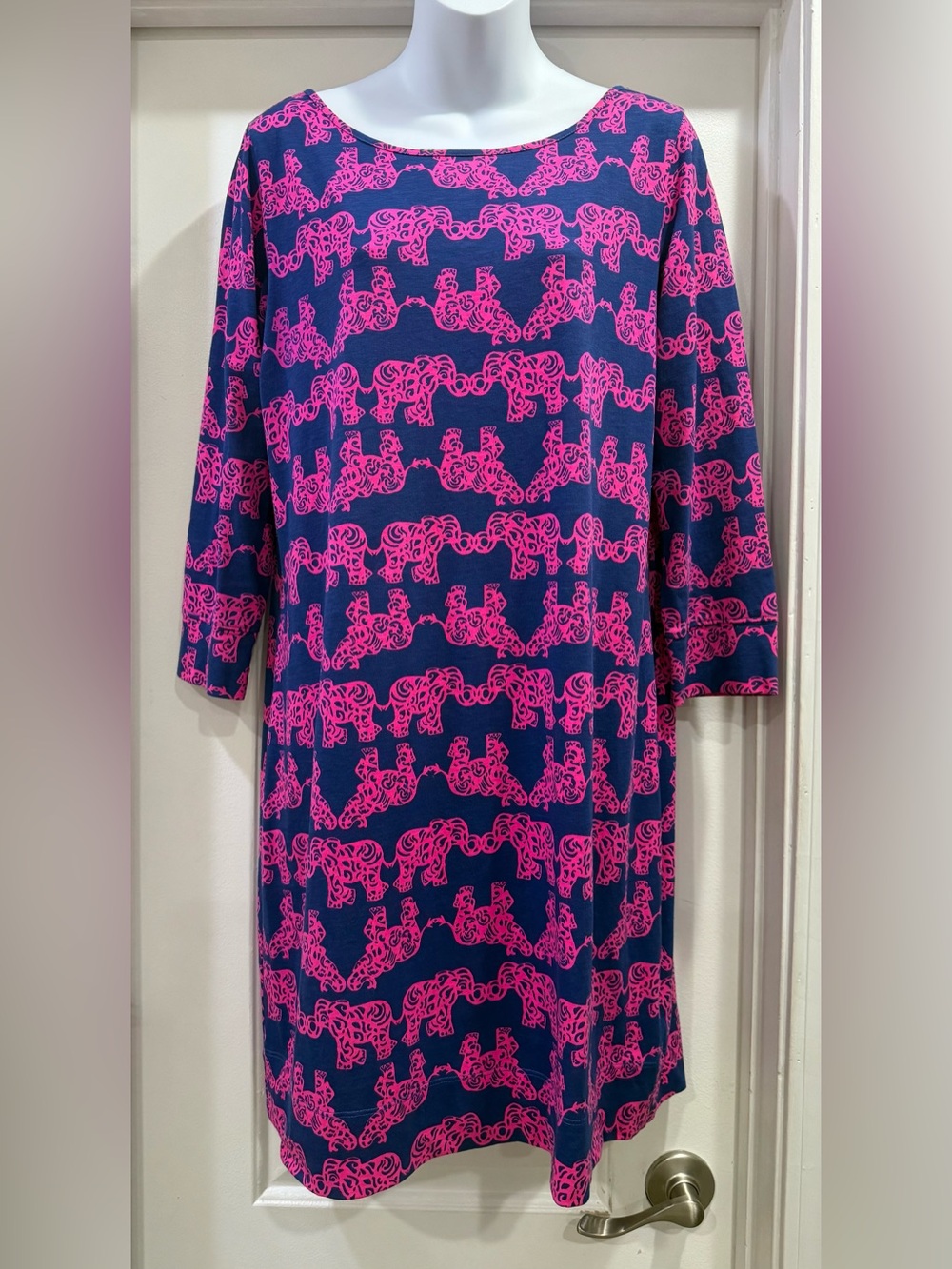 Lilly Pulitzer Marlowe Pima Cotton Tusk in the Sun Elephant 🐘 Dress Size Large